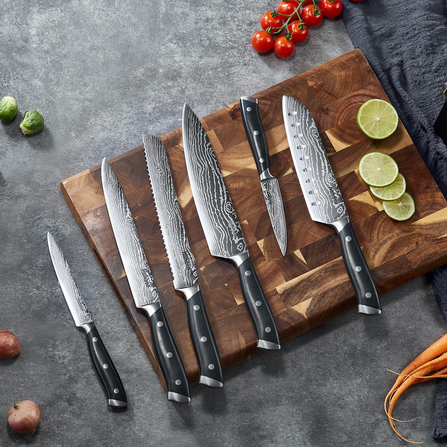 Yabano Messerblock Set, 14-teilig Küchenmesserset Edelstahl, Messer Set mit Block und integriertem Messerschärfer, geschmiedete ABS-Griffe