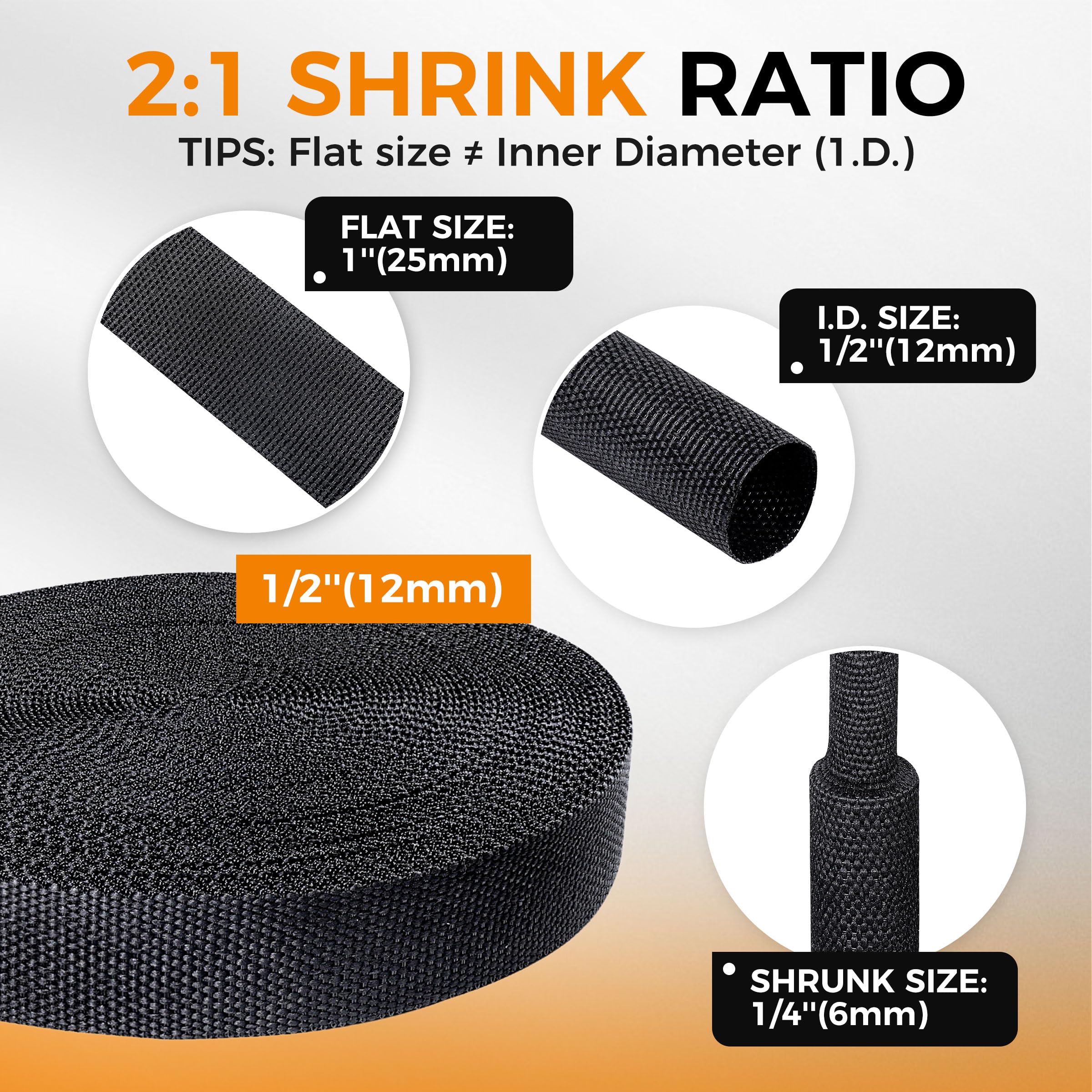 2:1 Heat Shrink Braided Sleeving - Organize & Protect Cables -2