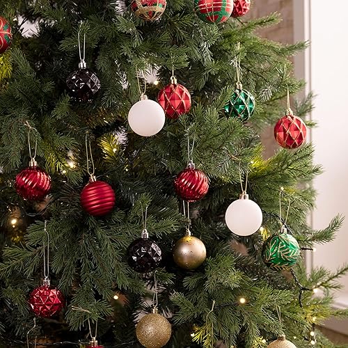 Miniatura 134 de Valery Madelyn Juego de adornos de Navidad para árbol de Navidad, 24 quilates, adornos de bolas inastillables de color azul marino, adorno colgante