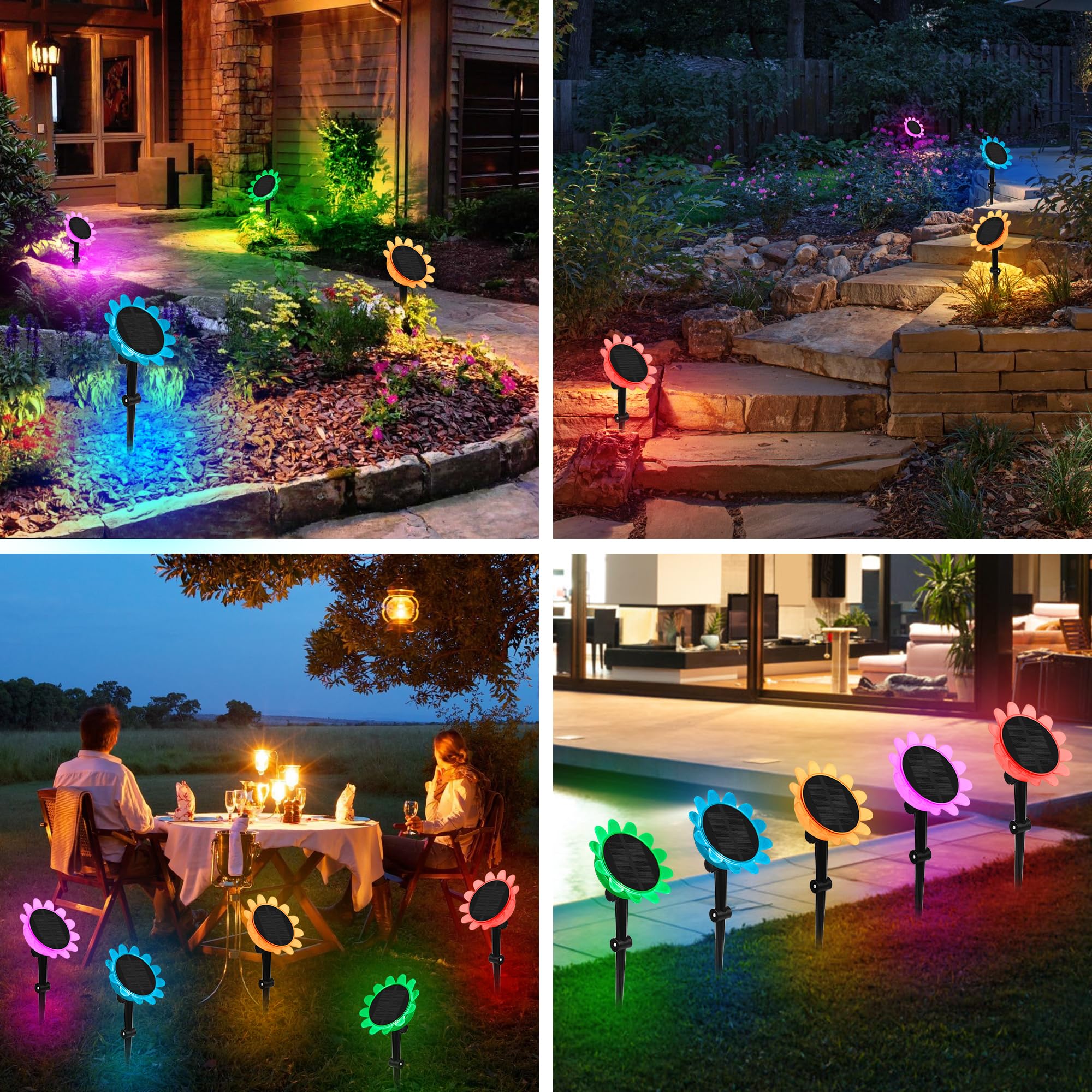 Luz Solar Flotante LED RGB Impermeable 2 Piezas para Piscina y Jardín con Inserción de Tierra - Decoración Subacuática Moderna