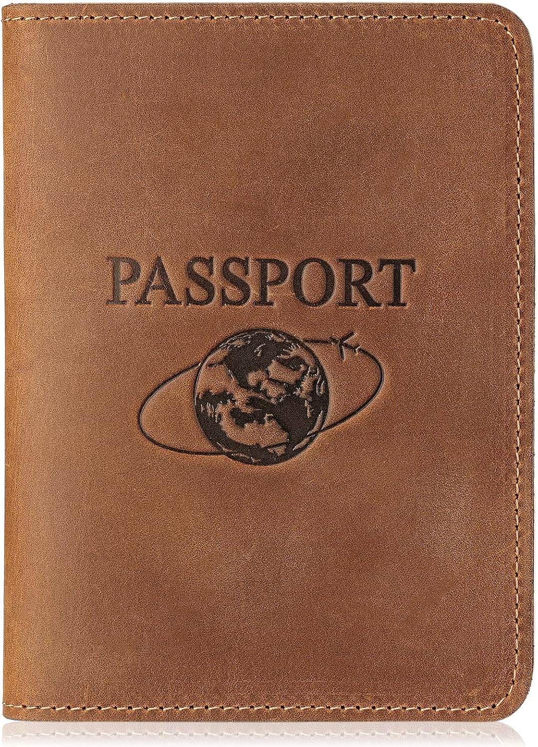 Slim Leather Passport Holder for Travel – Full-Grain Leather Passport Holder Wallet for Men & Women, Lightweight Travel Passport Wallet with Card Slots & Gift Box 5.5″ × 4.1″ (Brown)