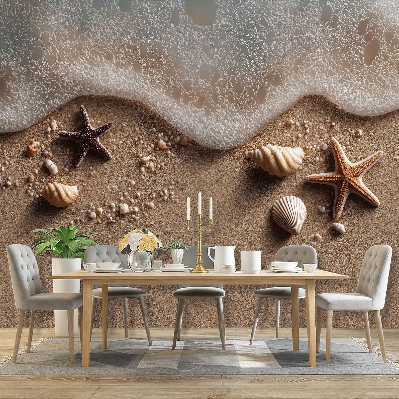 Fototapeta Natura Rozgwiazdy Morskie Muszle Plaża Tapety Murale Brązowy Fotografia Plakat Do Sypialni Salon Tv Ściana 350 x 256 cm
