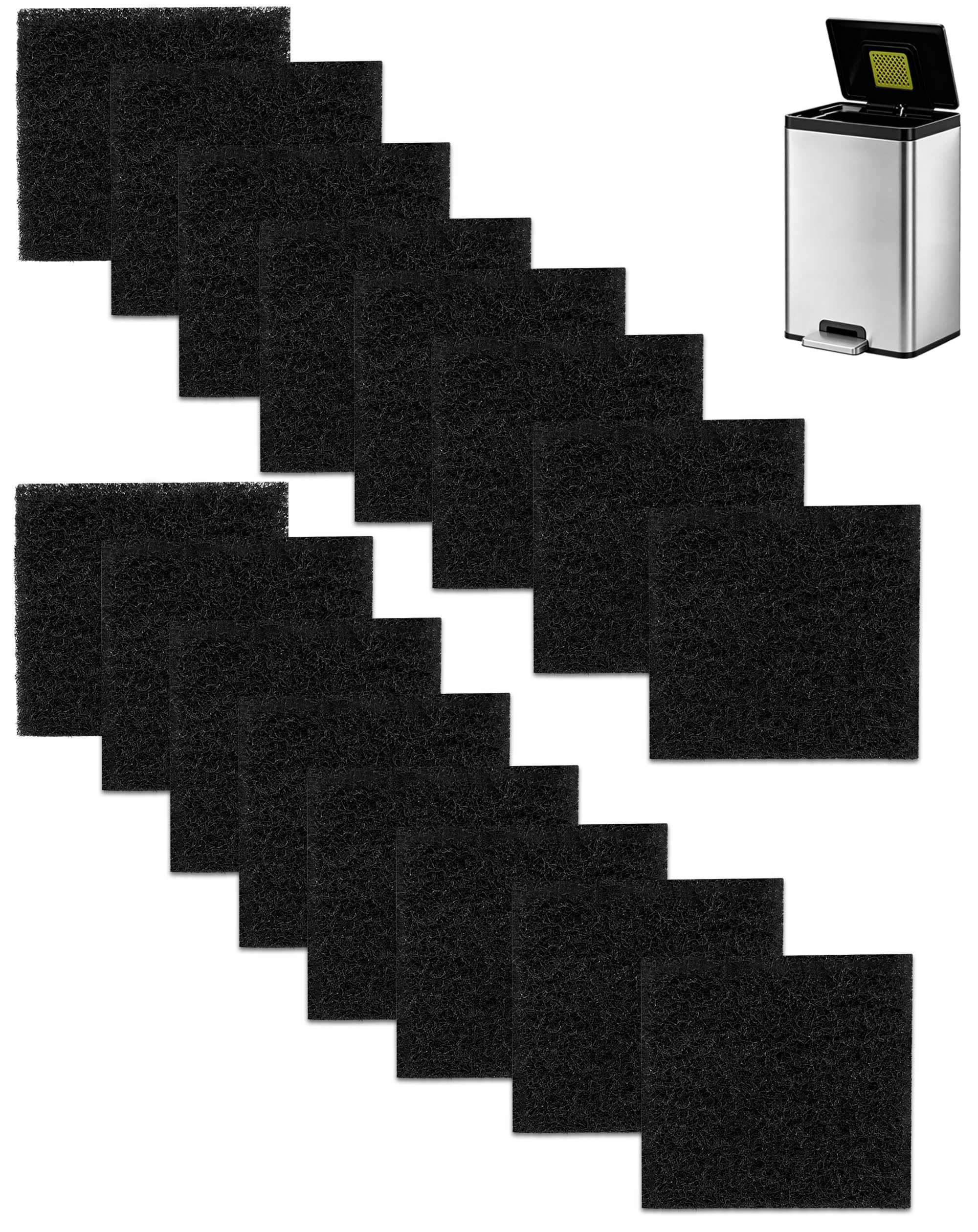beaufan 16-Pack Odor-Absorbing Filter Refills Compatible with EKO Step and Touchless Garbage Cans, Suitable for Kitchen Trash Cans & Compost Bins, Activated Charcoal Deodorizer Inserts
