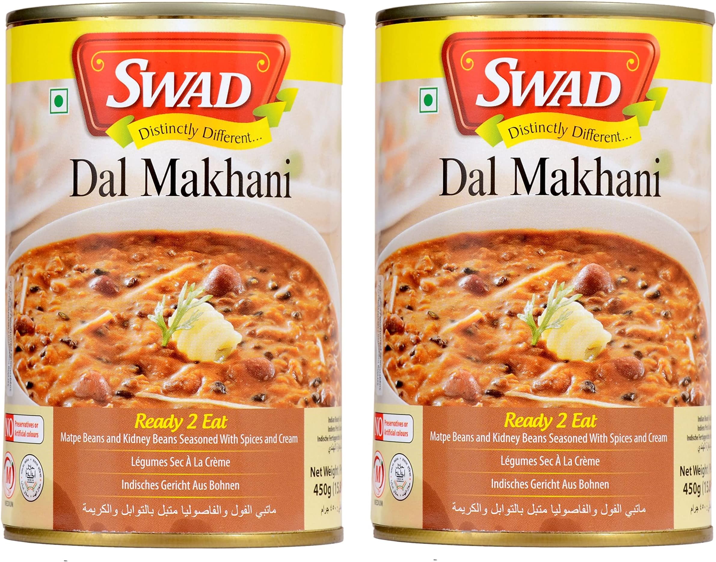 Swad Ready to Eat Dal Makhani Instant Mix Vegetarian Heat & Eat with No Added Preservative - 450 Grams (Pack of 2)