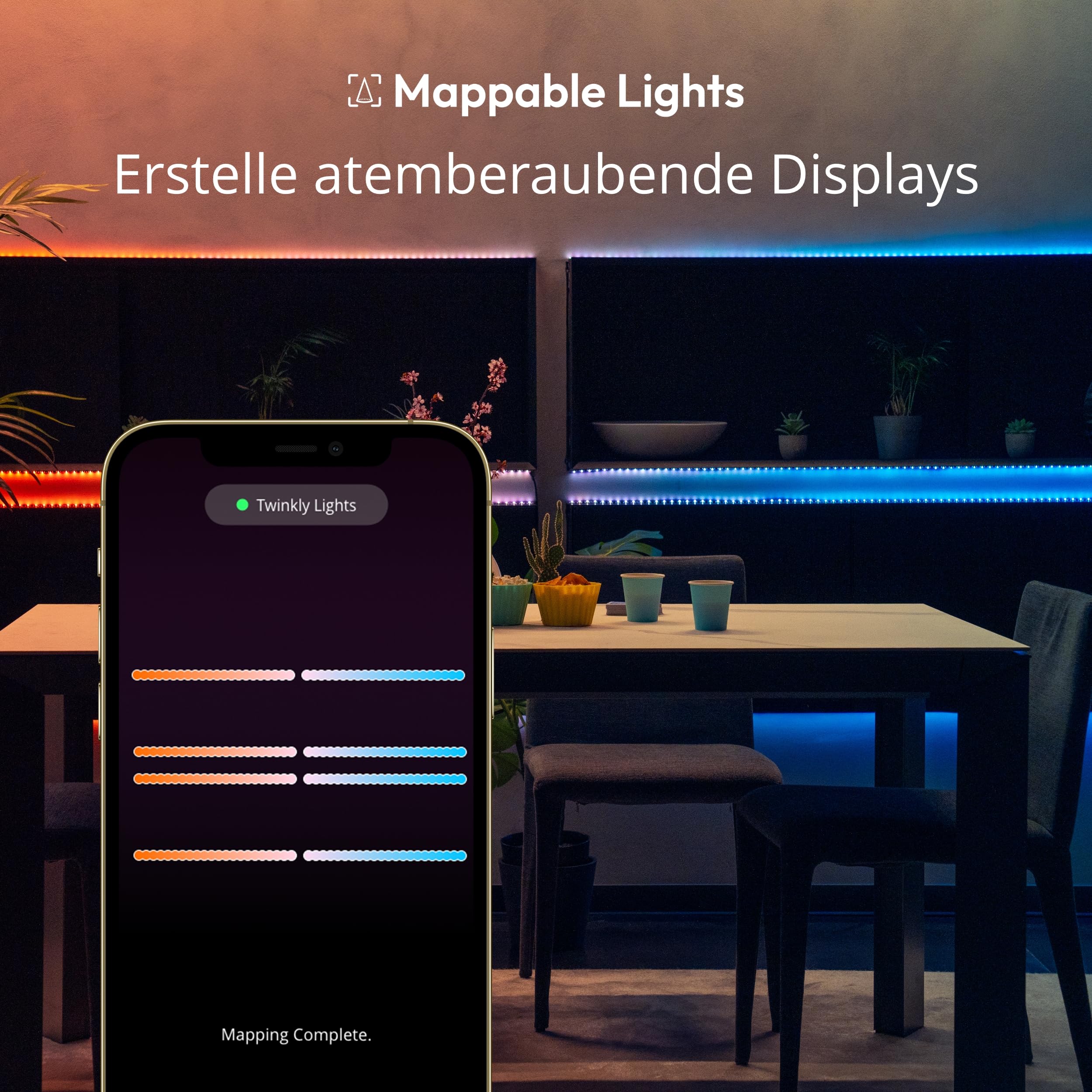 Twinkly Line Starter Kit 1,5m, Magnetischer Multicolor-LED-Streifen, Kit mit Smart Controller, Kompatibel mit Alexa und Google Home, Über 16 Mio. Farben, App-Steuerung, Schwarzes Kabel