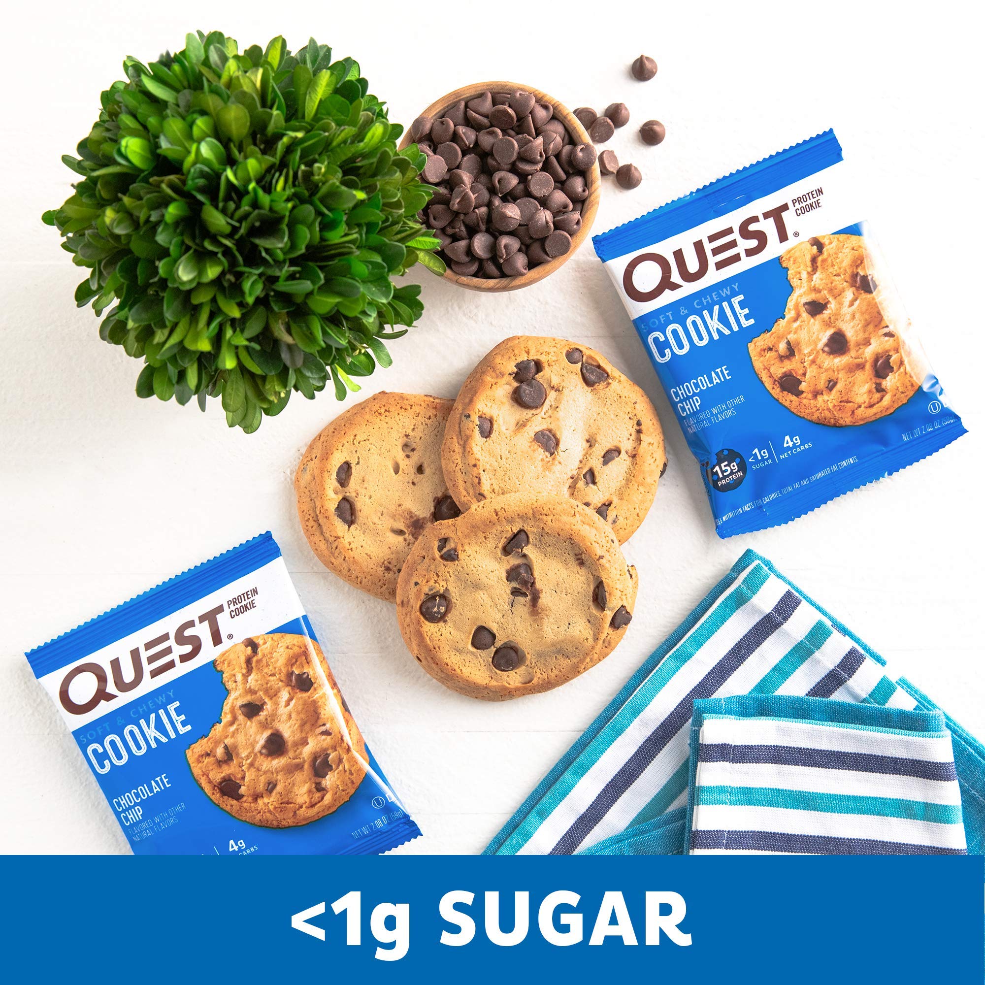Quest Nutrition Chocolate Chip Protein Cookie, Keto Friendly, High Protein, Low Carb, Soy Free