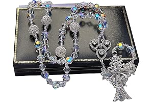 Authentic Swarovski Crystal Rosary Beads Catholic - Silver Plated Accents for Weddings