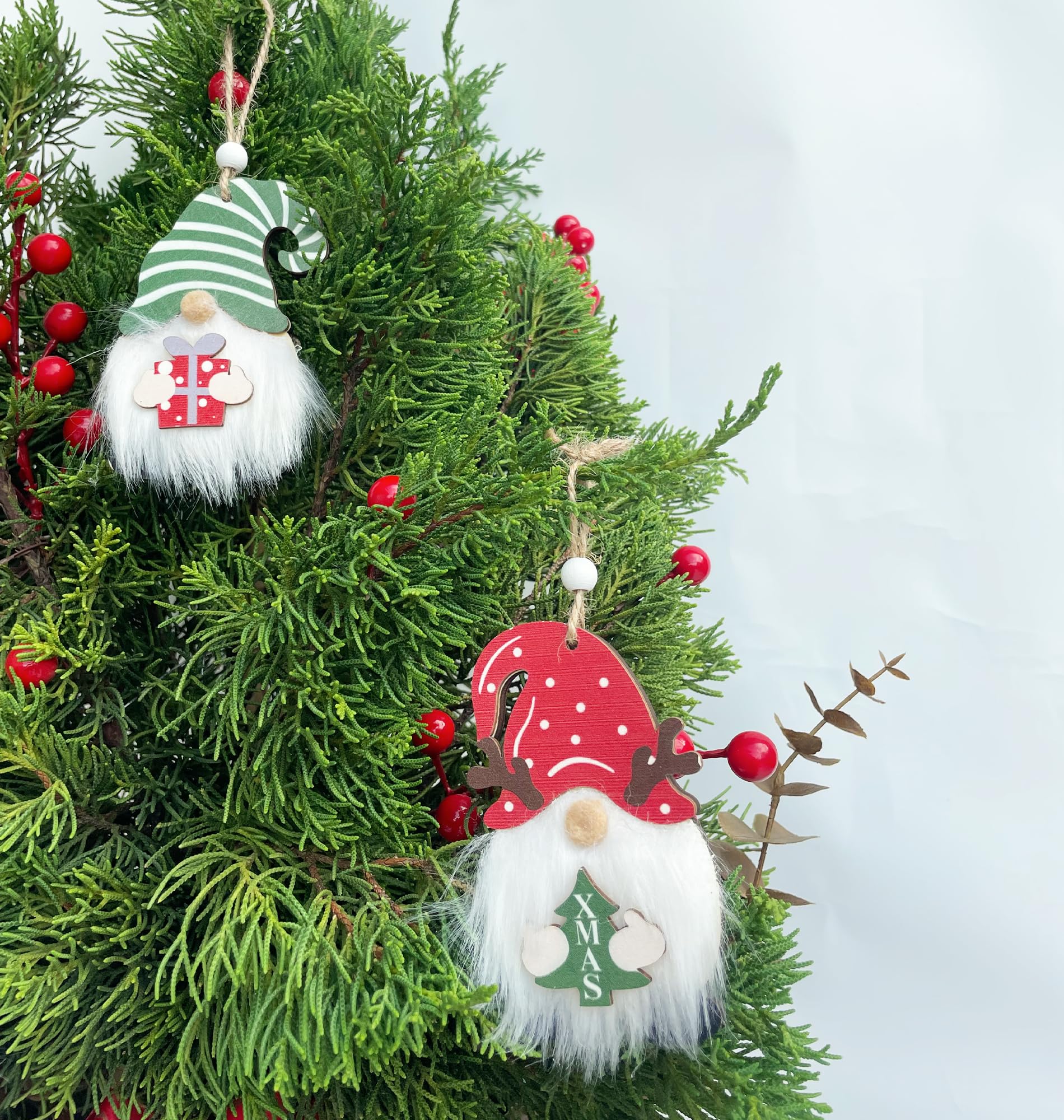 Christmas Gnome - 24x Houten Vintage Kerstman, Langdurige Mini Houten Dwerg Hanger Set | Hangende Kerstboomdecoraties, Voor Home Party Home School
