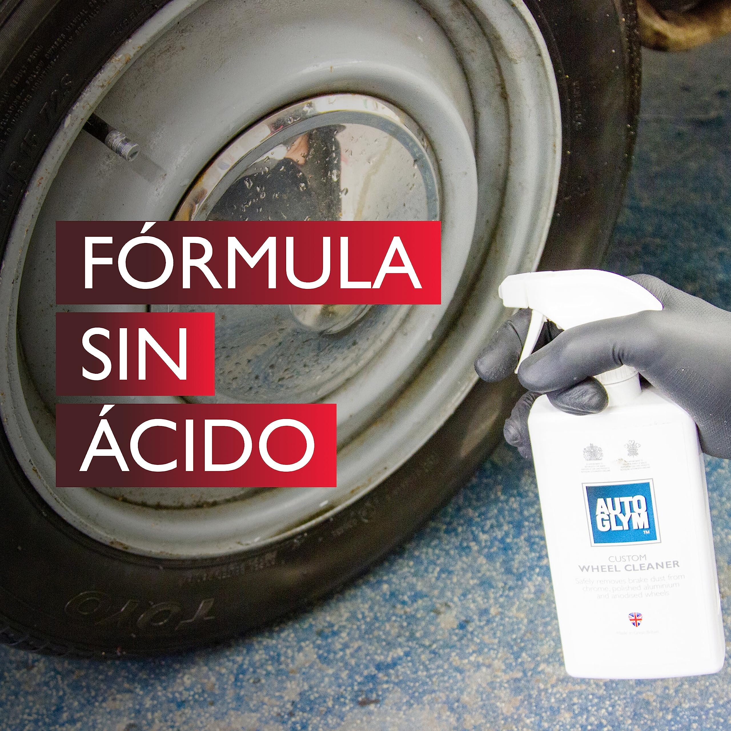 Autoglym Limpiador de Llantas y Neumáticos, Fórmula Concentrada Sin Ácidos Dañinos para Limpiar el Polvo de Freno y la Gravilla, Producto Premium para Limpieza de Vehículos – Botella en Spray de 500ml