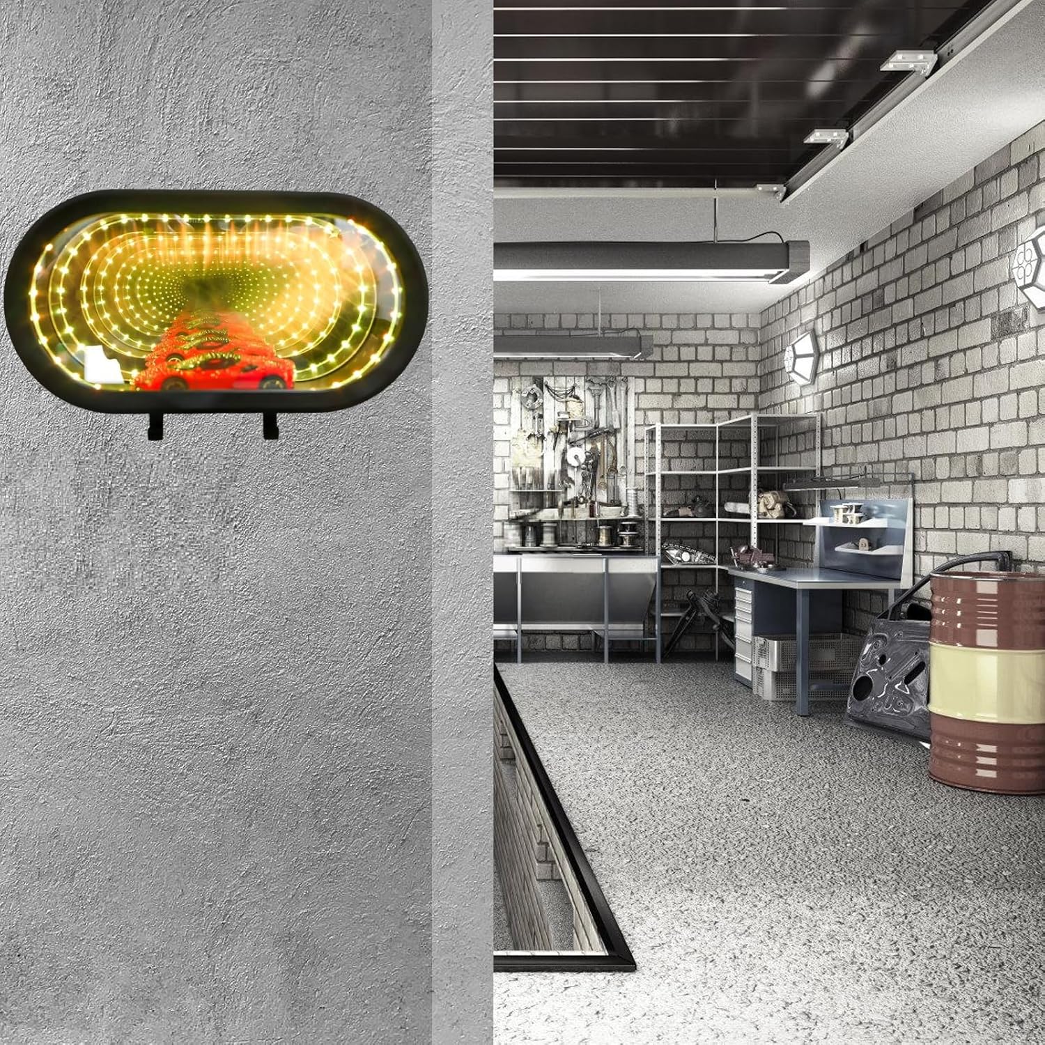 Durability Automotive Themed Keychains Hook Mirrored and LED Illuminations for Garage or Entryway Decoration Strong Hanger