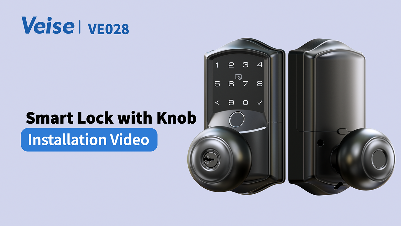 Veise VE028 WiFi Fingerprint Smart Door Lock with Knob Handle, Matte Black