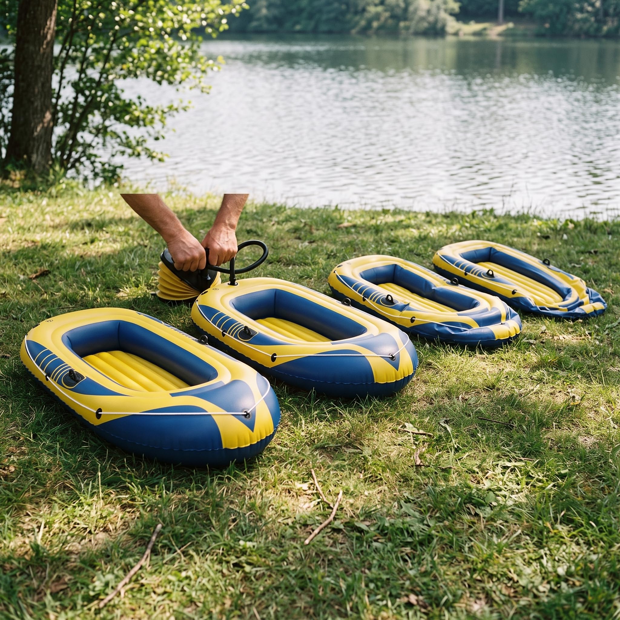 Bateau Gonflable Adulte en PVC, Embarcation Pneumatique pour 2 ou 3 Personnes, 160 kg