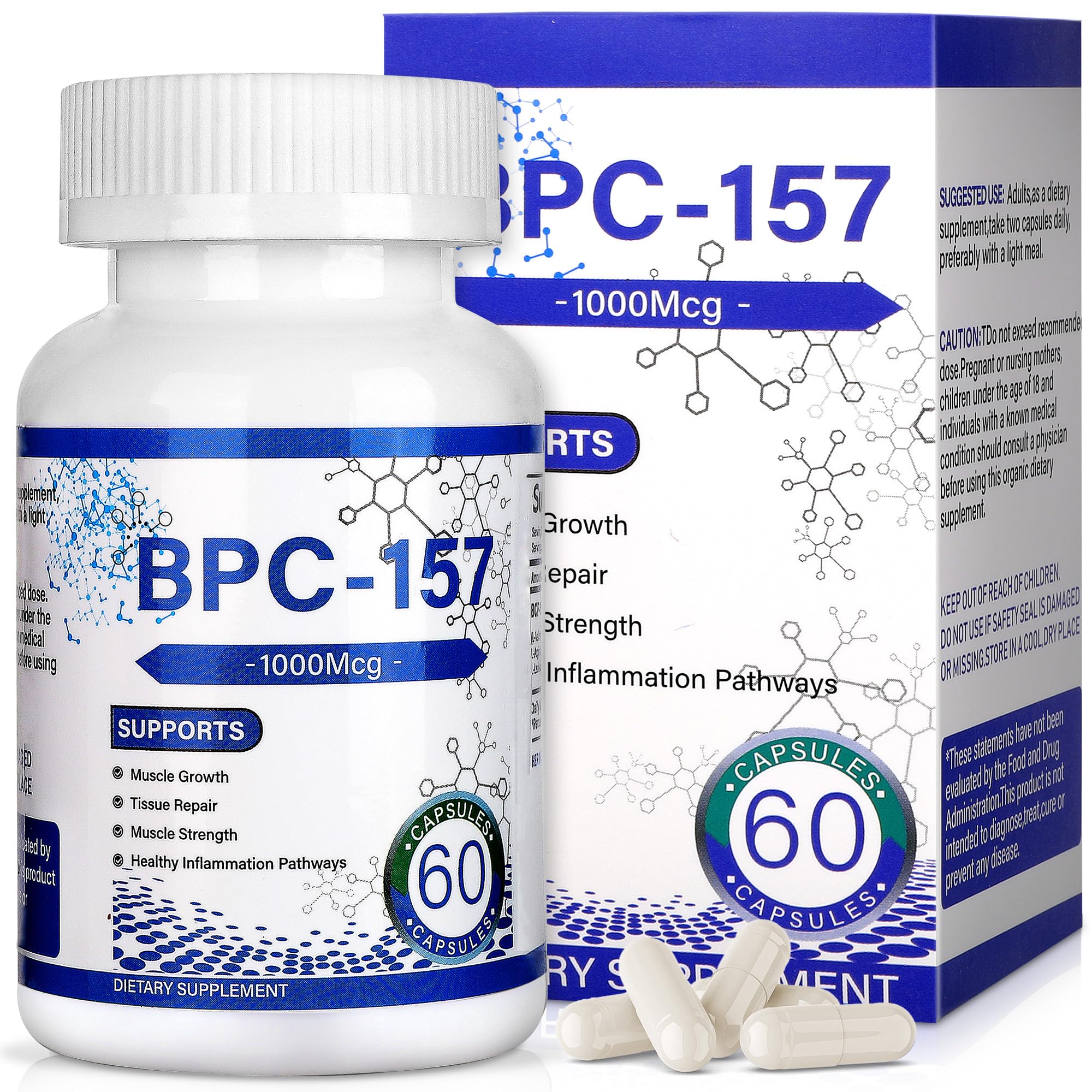 157 Capsules 1000 mcg, BPC 157 Supplement New Protective Compound, Non-GMO, Gluten-Free, 60 Count