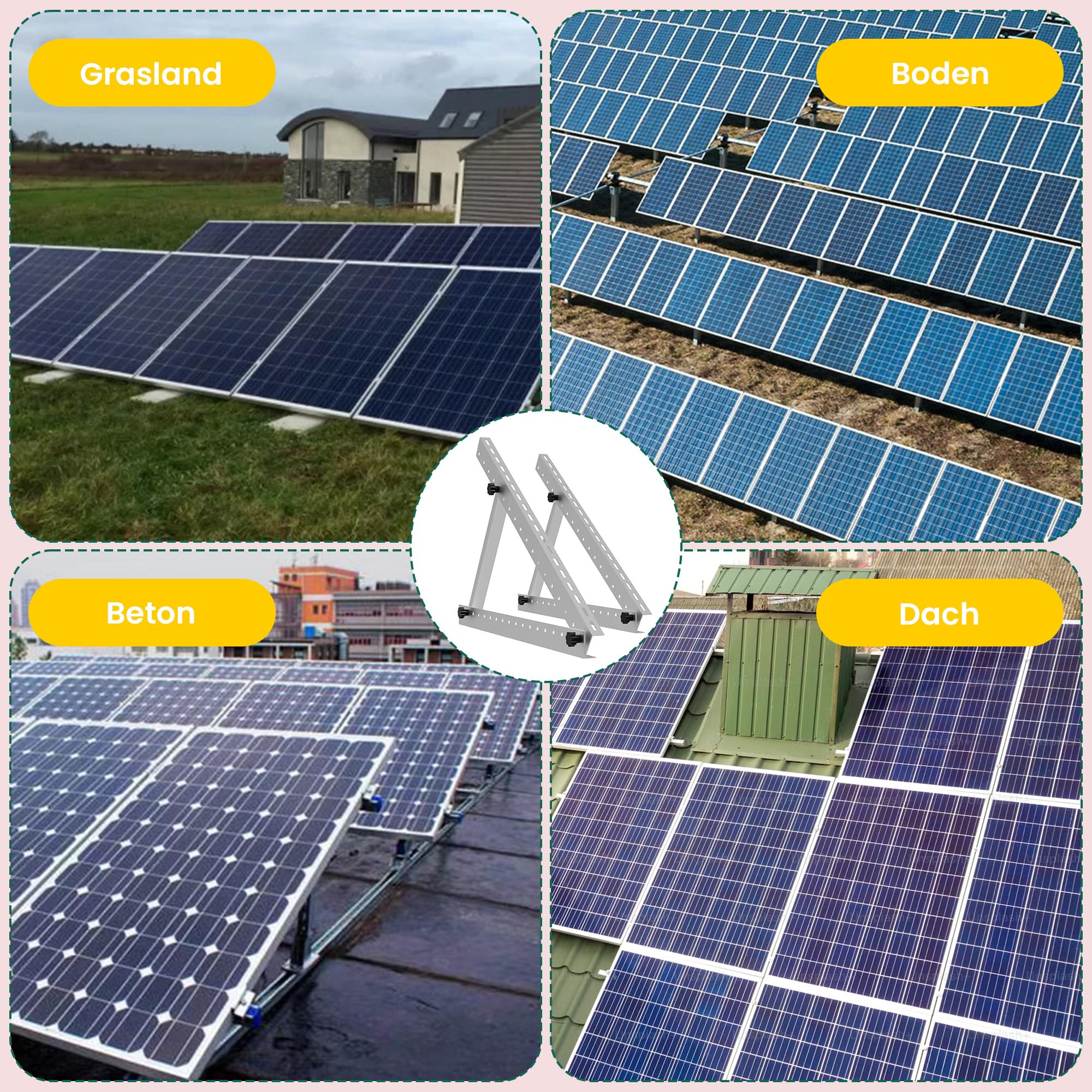 Nośnik modułu solarnego z regulacją nachylenia od 0 do 90° do 1040 mm szerokości modułu
