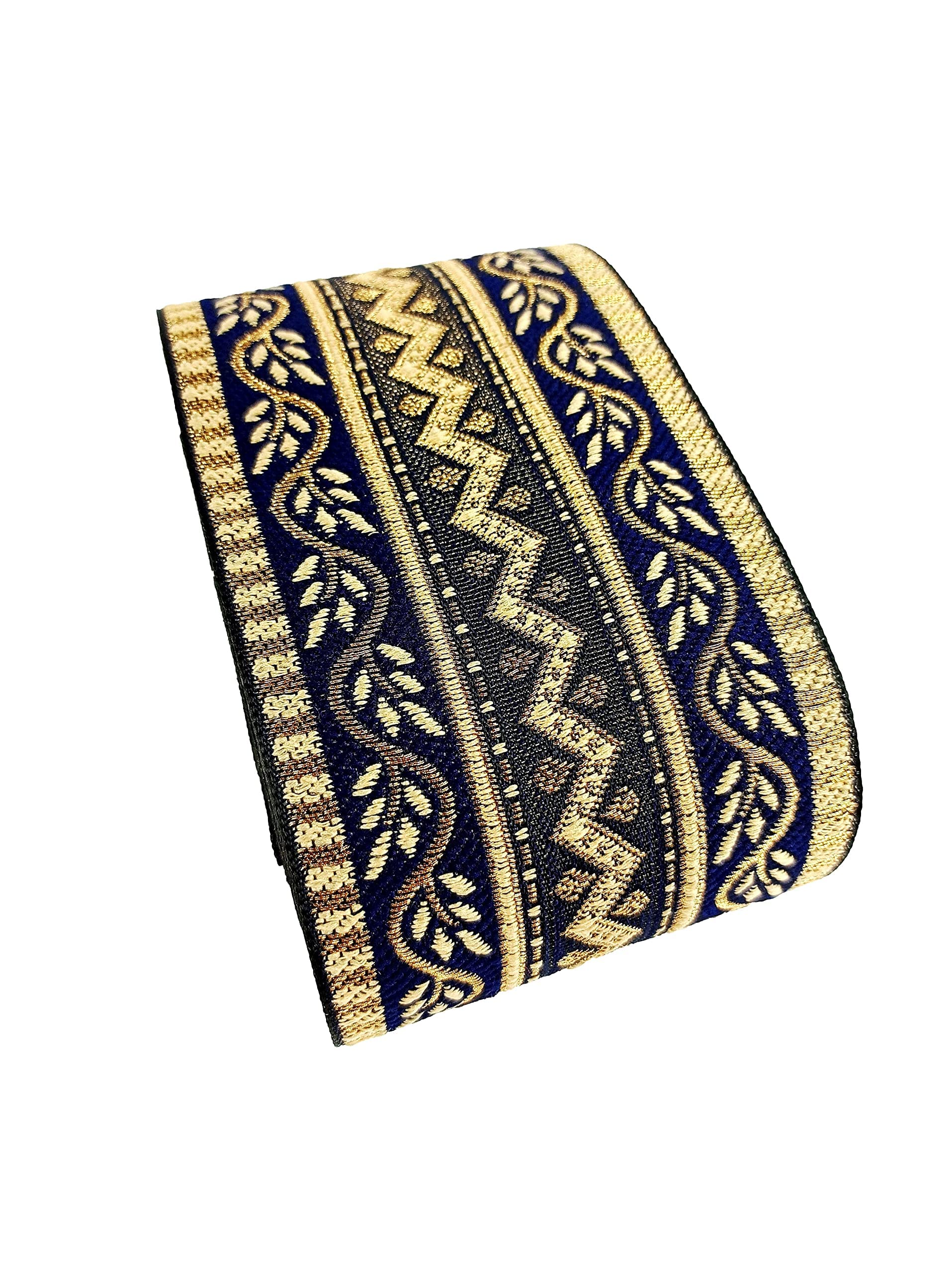 Borde de encaje para carrete de cataratas de sari, tejido jacquard, diseño pesado, trabajo para sari, Kurti, vestidos, bandhani, lehenga, cinta decorativa (2.95 pulgadas de ancho) (6 metros,