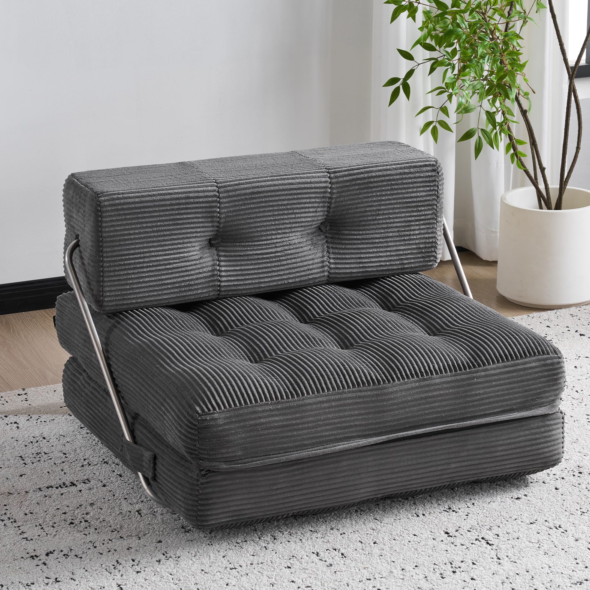 Mingone Faltbares Schlafsofa, Klappsofa 3-in-1 Mit Schlaffunktion grau