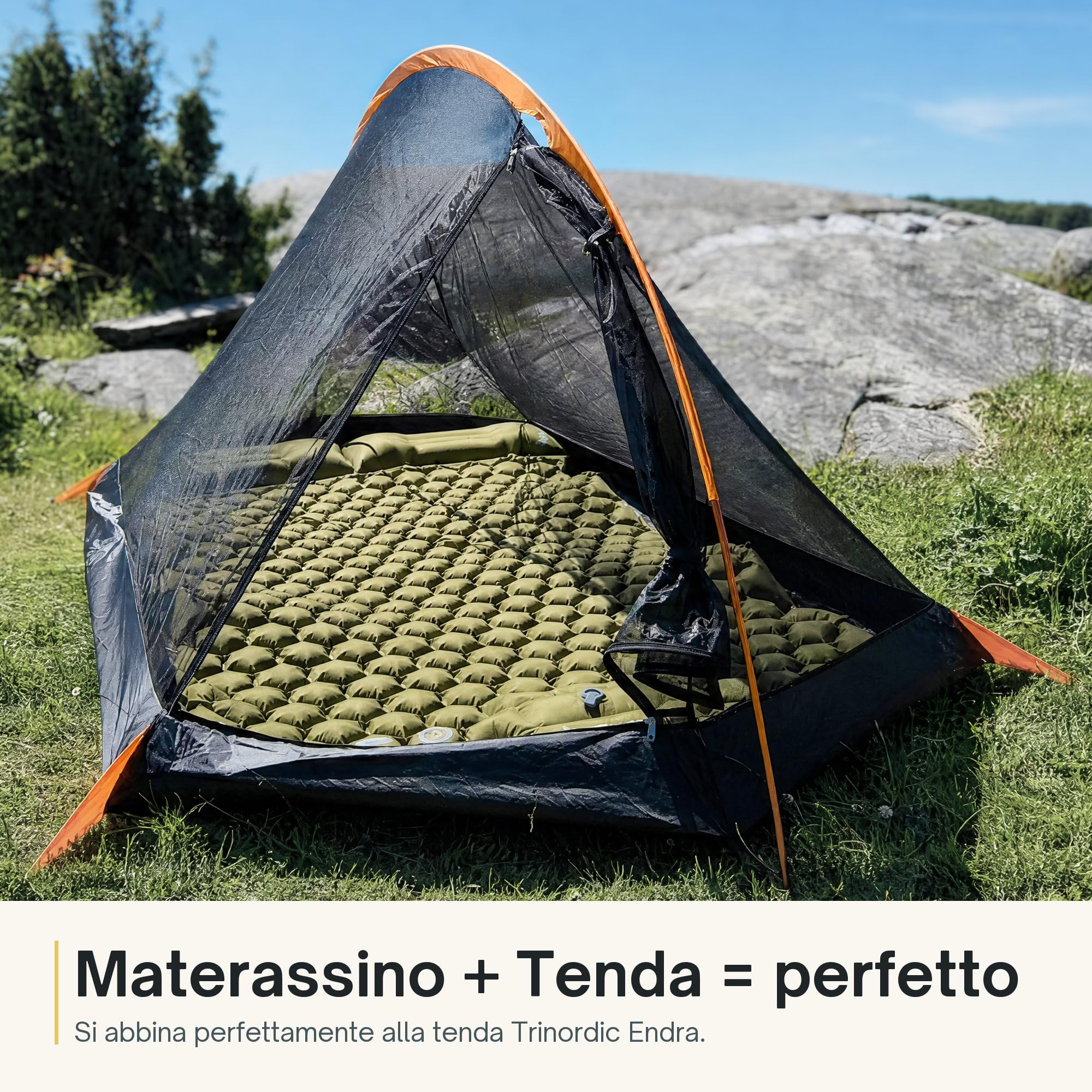 TRINORDIC Materassino Gonfiabile Doppio – 2 Persone con Pompa a Pedale