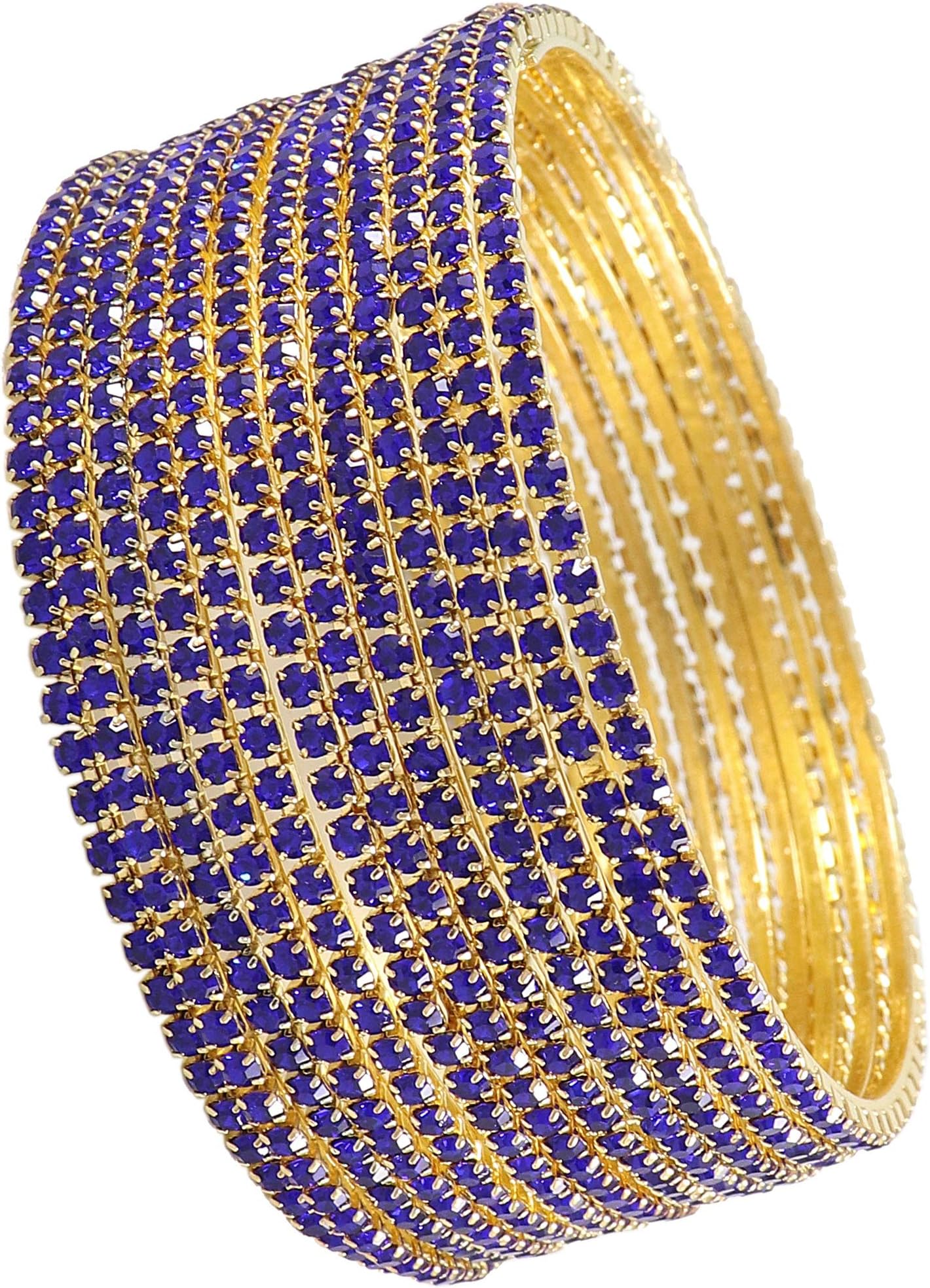 ZULKANon-Precious Metal with Base Metal and Zircon Gemstone Studded Premium and Traditional Glossy Finished Sleek Bangle set for Women and Girls