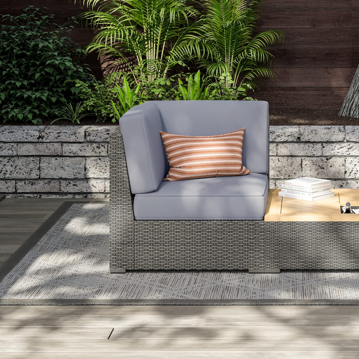 Homestyles Boca Raton Gray Outdoor Sectional Side Chair