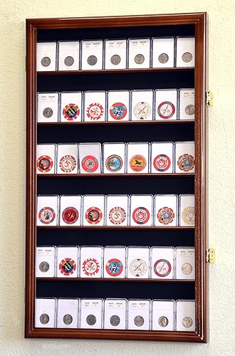 Miniatura 9 de 42 colector NGC PCGS ICG - Estante para gabinete con cerradura y diseño de losa de monedas, color cereza