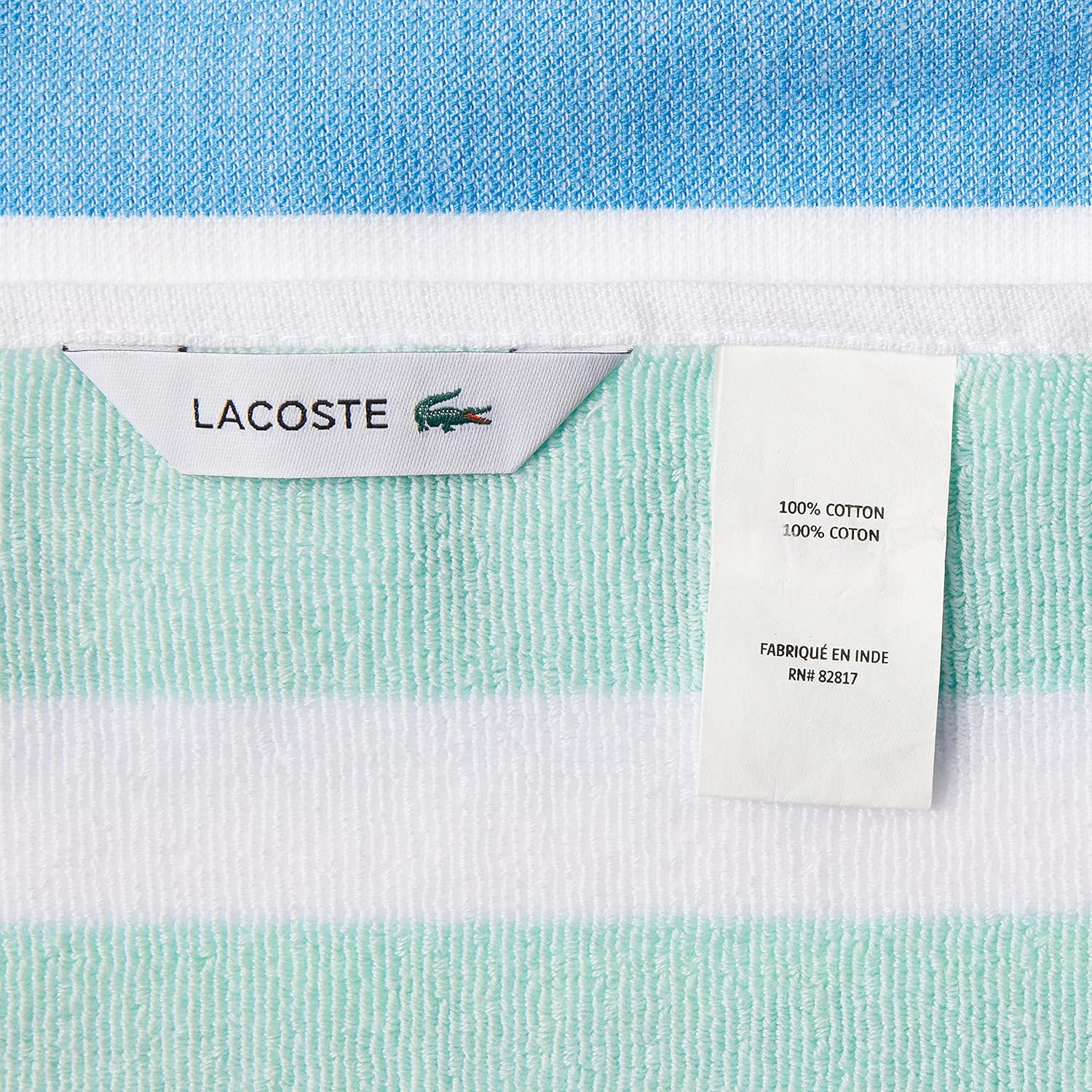 Flash Sale Buy 1 get 1 Lacoste Monaco 100% Cotton Beach Towel Blanket, 60W x 70L, Blue/Teal Ombre Stripe