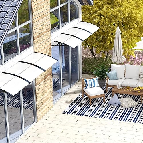 Miniatura 9 de Goplus Awnings for Doors, 48" x 40" Window Awning with Rain Snow Sunlight UV Protection, UPF 50+,Hollow Sheet, Outdoor Overhead Awning Canopy