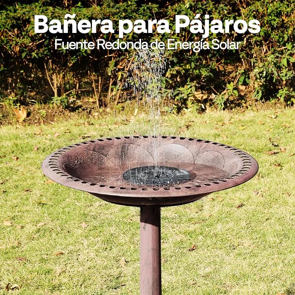 VIVOHOME Bebedero-Comedero para Pájaros para Jardín 71 cm de Altura con Fuente Solar Gran Bol de Agua en Resina de Pie Estilo Tradicional - 2