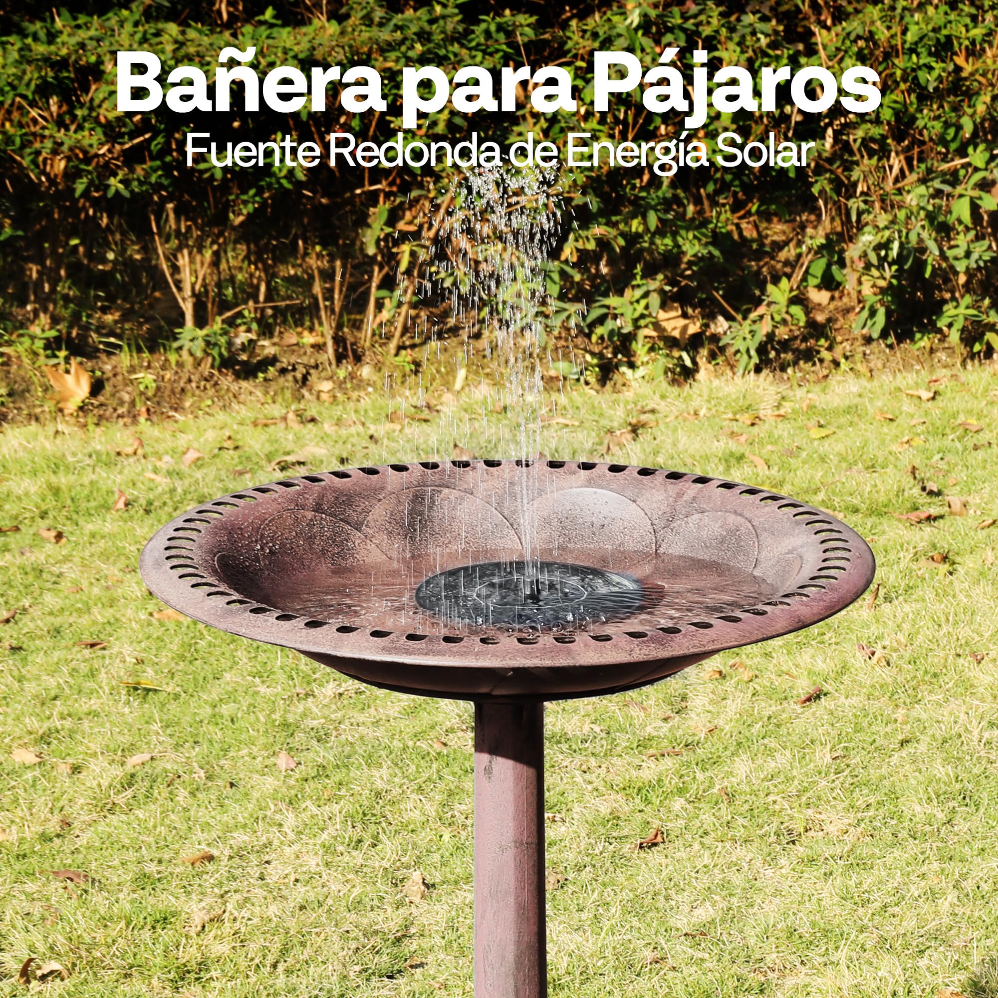 VIVOHOME Bebedero-Comedero para Pájaros para Jardín 71 cm de Altura con Fuente Solar Gran Bol de Agua en Resina de Pie Estilo Tradicional - 2