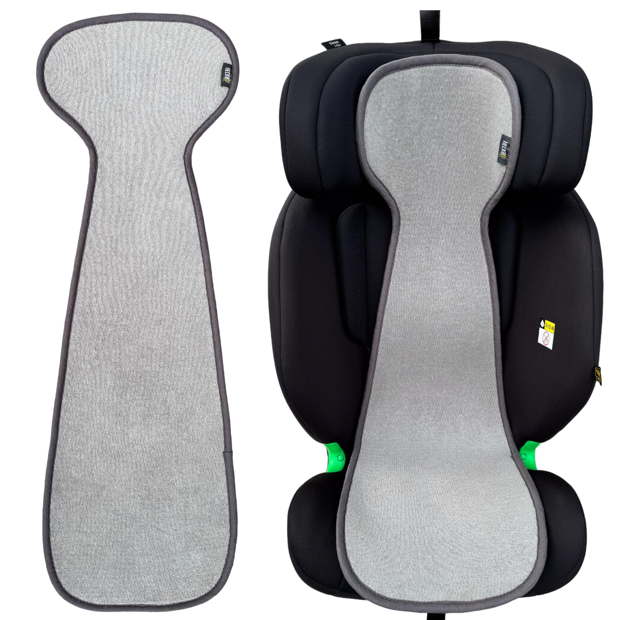 HECKBO Kinder Sitzauflage Sommer Antischwitz für Kinderwagen - Gruppe 2/3 - Autositz für Kinder Matte - universal - Mädchen Jungen - grau