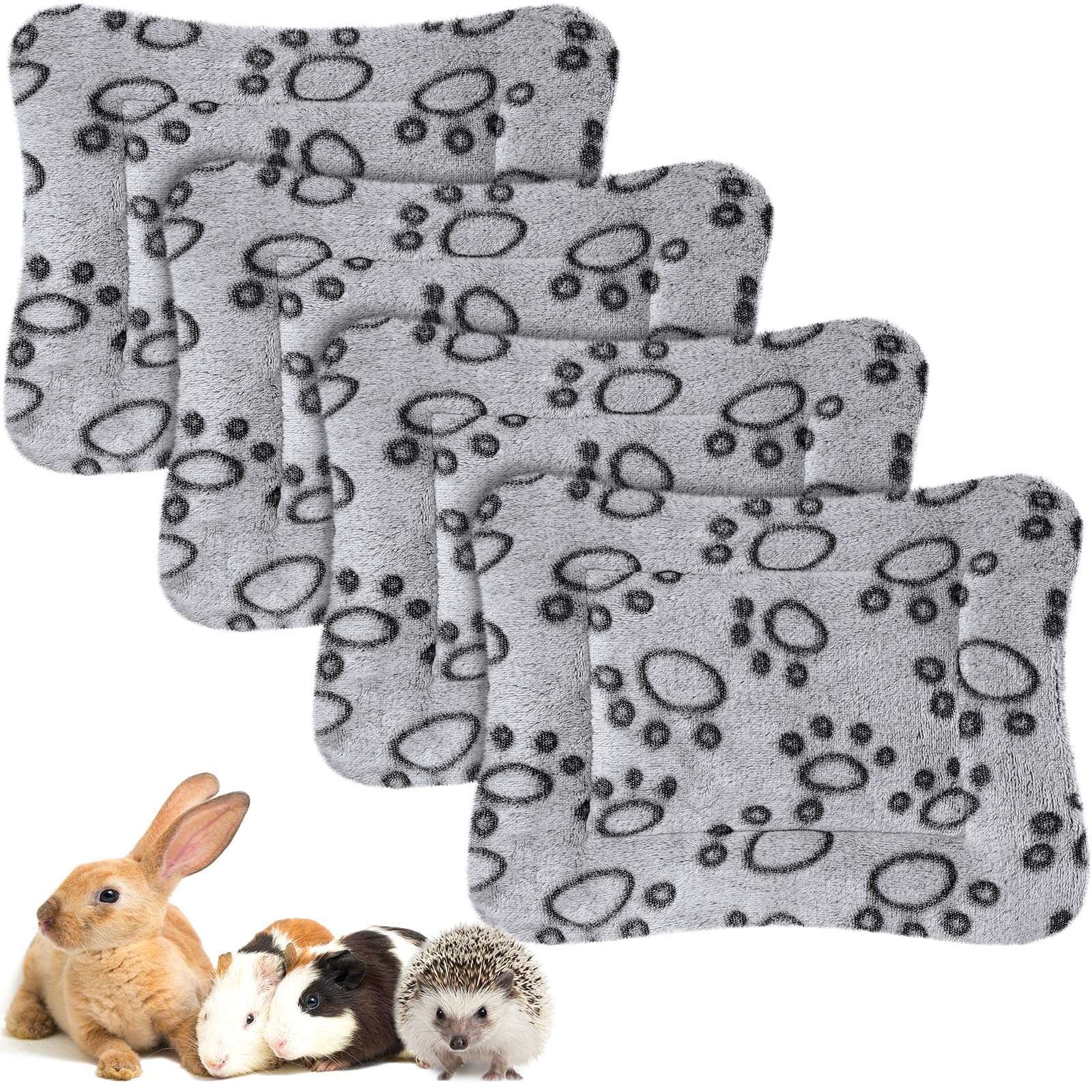 Haull 4 Pcs Waterproof Guinea Pig Bedding Winter Guinea Pig Bed Plush Cage Liners Soft Dog Cat Mat Reversible Cozy Animal Pee Pad Hamster Bed Mat