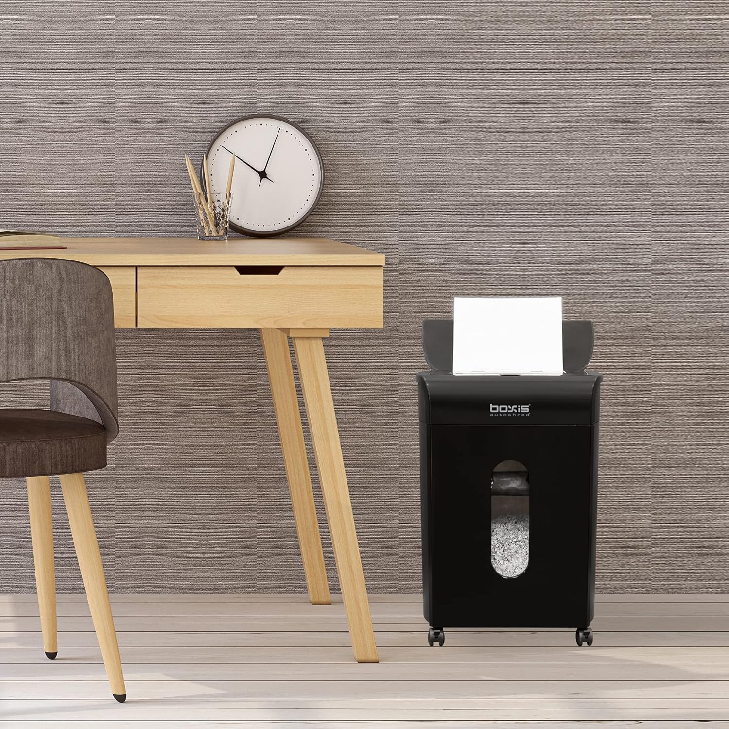 Boxis® AutoShred® 60-Sheet Auto Feed Microcut Paper Shredder - Includes Samples of Shredcare Lubricant Sheet and Waste Liner : Office Products