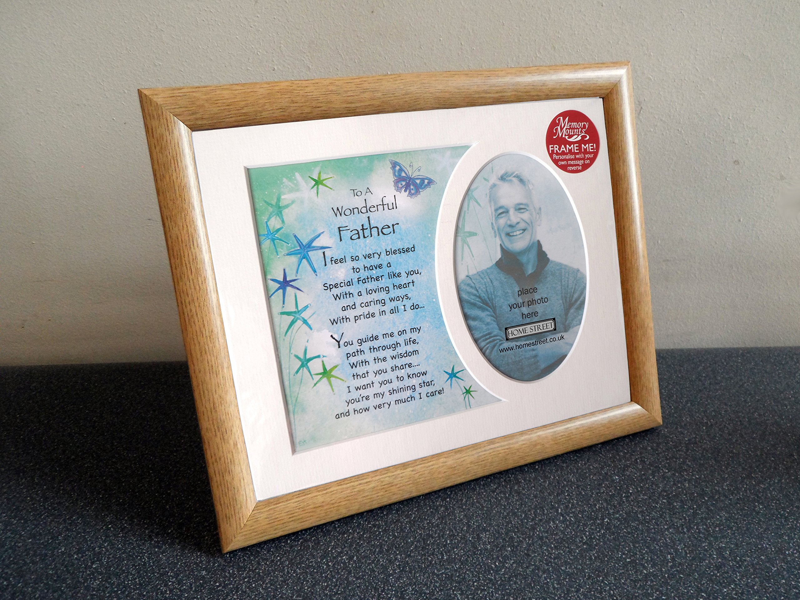 Wonderful Father Memory Mount Gift With A Beautiful Verse And A Choice Of Photo Frame, Homestreet® Dad, Family And Friends Gifts Range (With Brown Frame)