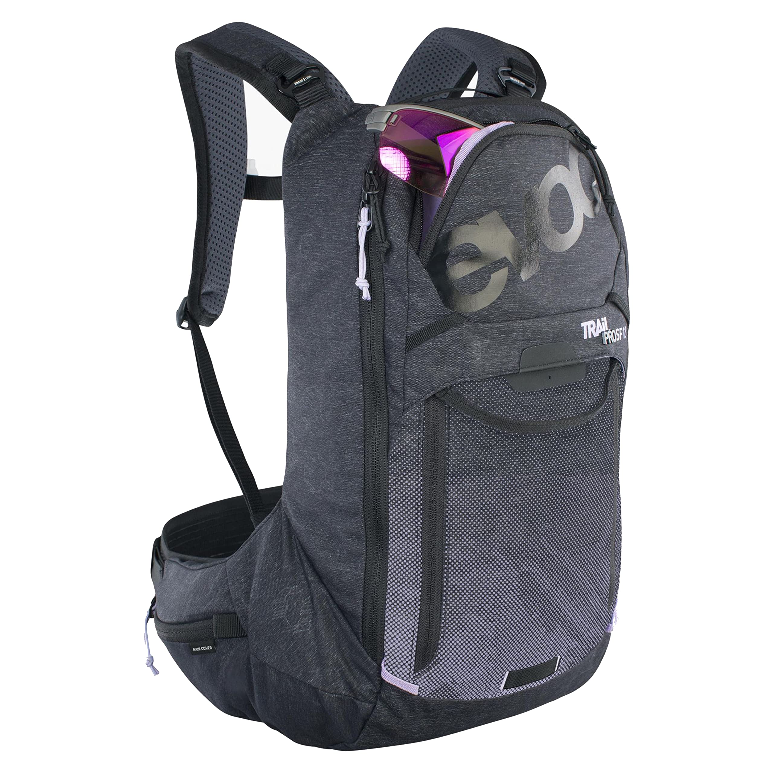 EVOC TRAIL PRO SF 12l plecak do jazdy w terenie i wyścigów, plecak (lekki plecak rowerowy, ochraniacz pleców LITESHIELD PLUS, komora na bukłak o pojemności 2l, rozmiar: XS), wielokolorowy