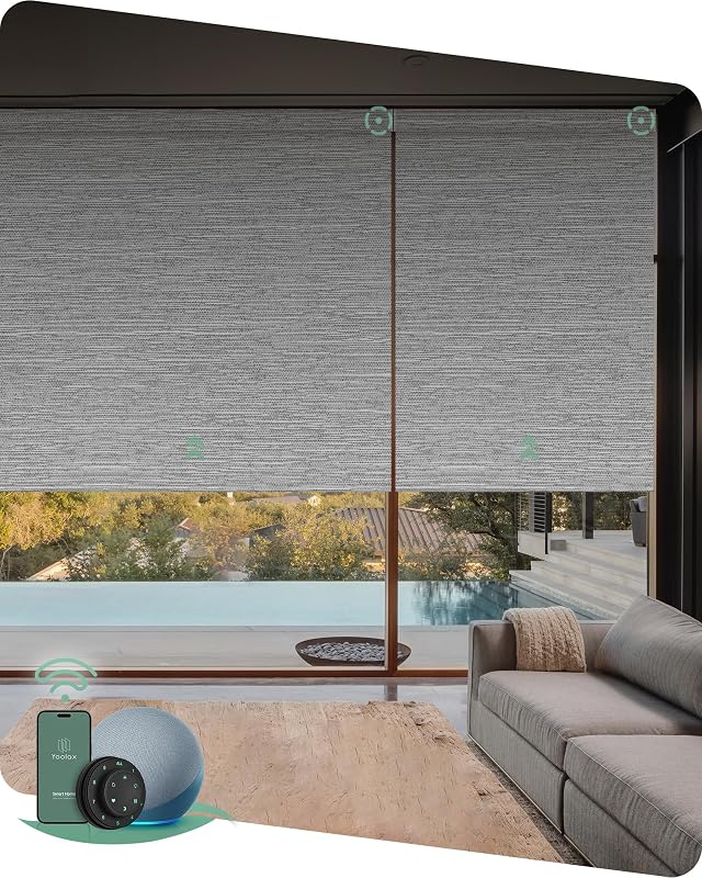 Motorized Blinds with Remote, 100% Blackout Smart Blinds Custom Size | Motorized Shades for Indoor Windows, Works with Alexa Google Home Apple Home, Automatic Roller Shades for Bedroom Home Office
