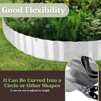 Metal Edging for Landscaping - 6.25in x 16.5ft Flexible Corrugated Galvanized Steel Landscape Edging - Garden Edge Border for DIY Flower Beds Tree Rings or Lawn Boarder by Pure Garden (Silver)