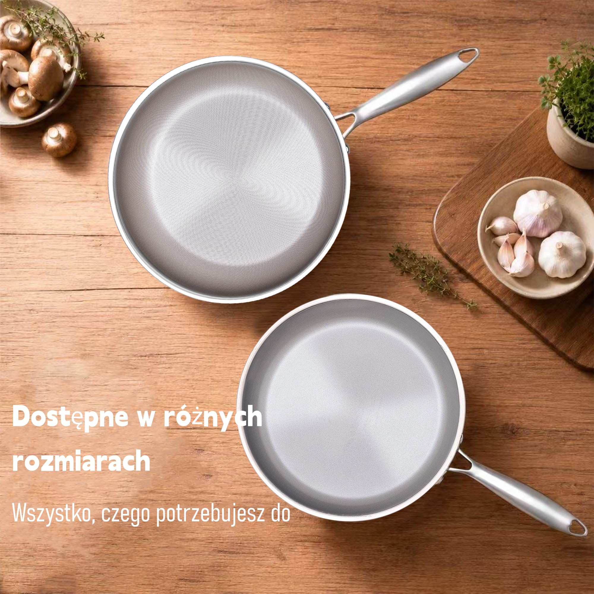 SSGP Patelnia z tytanu 28cm 3-warstwowa, bez PFOA | łatwy do czyszczenia, odporny na rdzę, nieprzywierający, z pokrywką