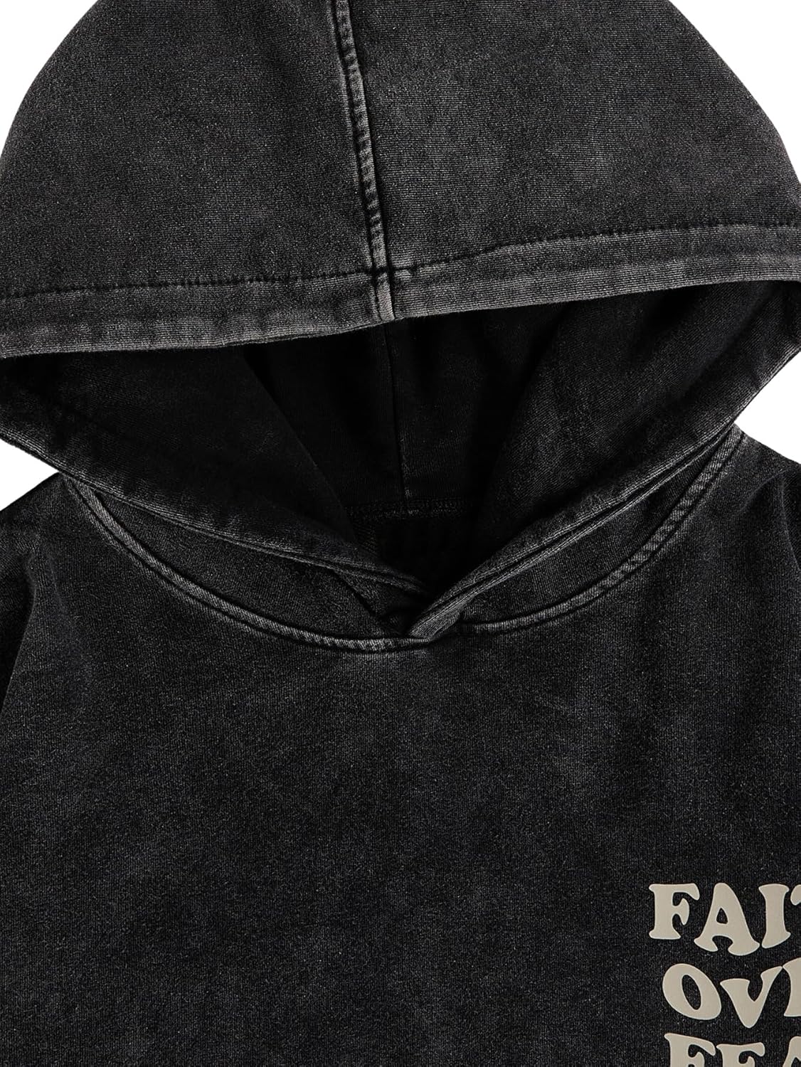 WDIRARA Men's Y2k Letter Graphic Distressed Long Sleeve Hoodie Vintage Hipster Loose Fit Hooded Sweatshirt - Image 3