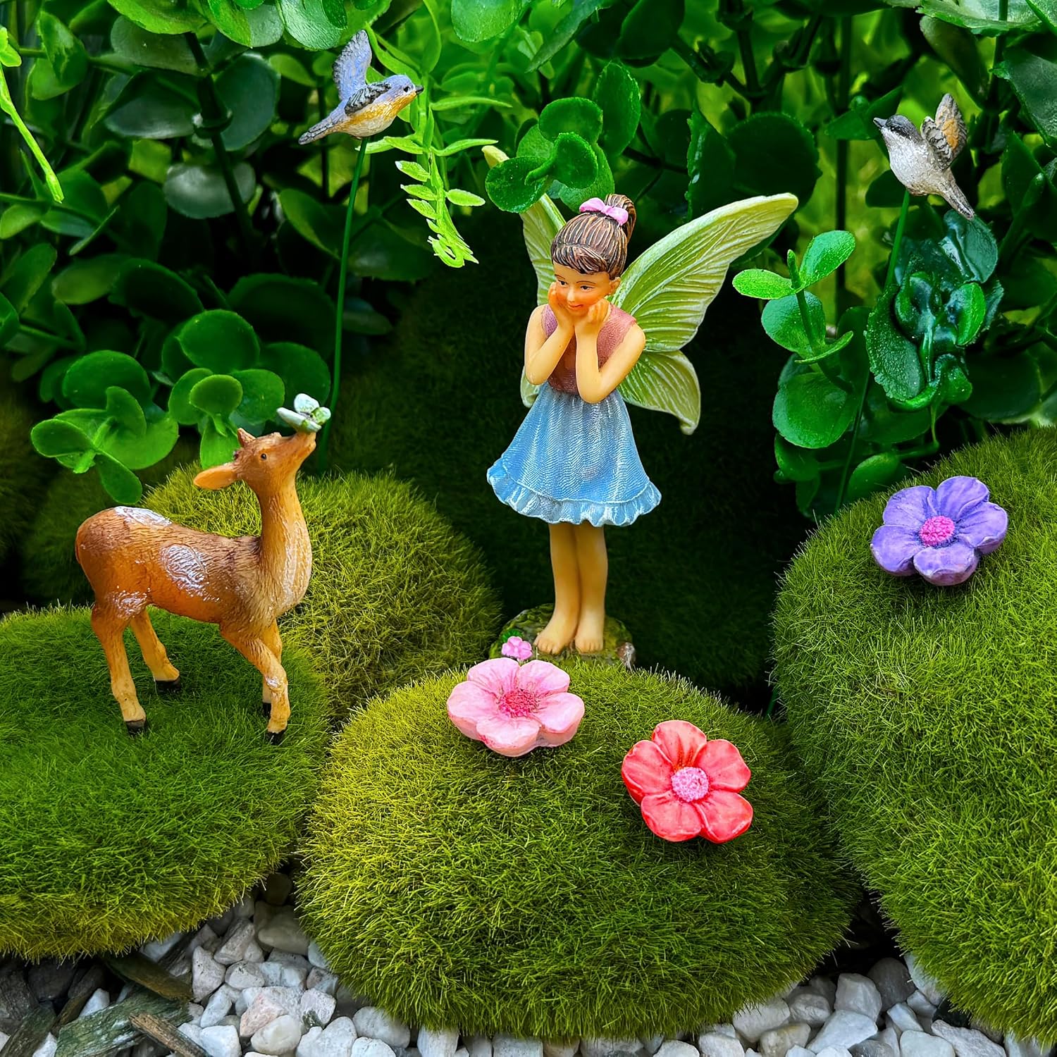 Mood Lab Fairy Garden Deer Decor Set, Miniature Fairy Garden Accessories Kit, 7-Piece Indoor & Outdoor Decor - Image 4