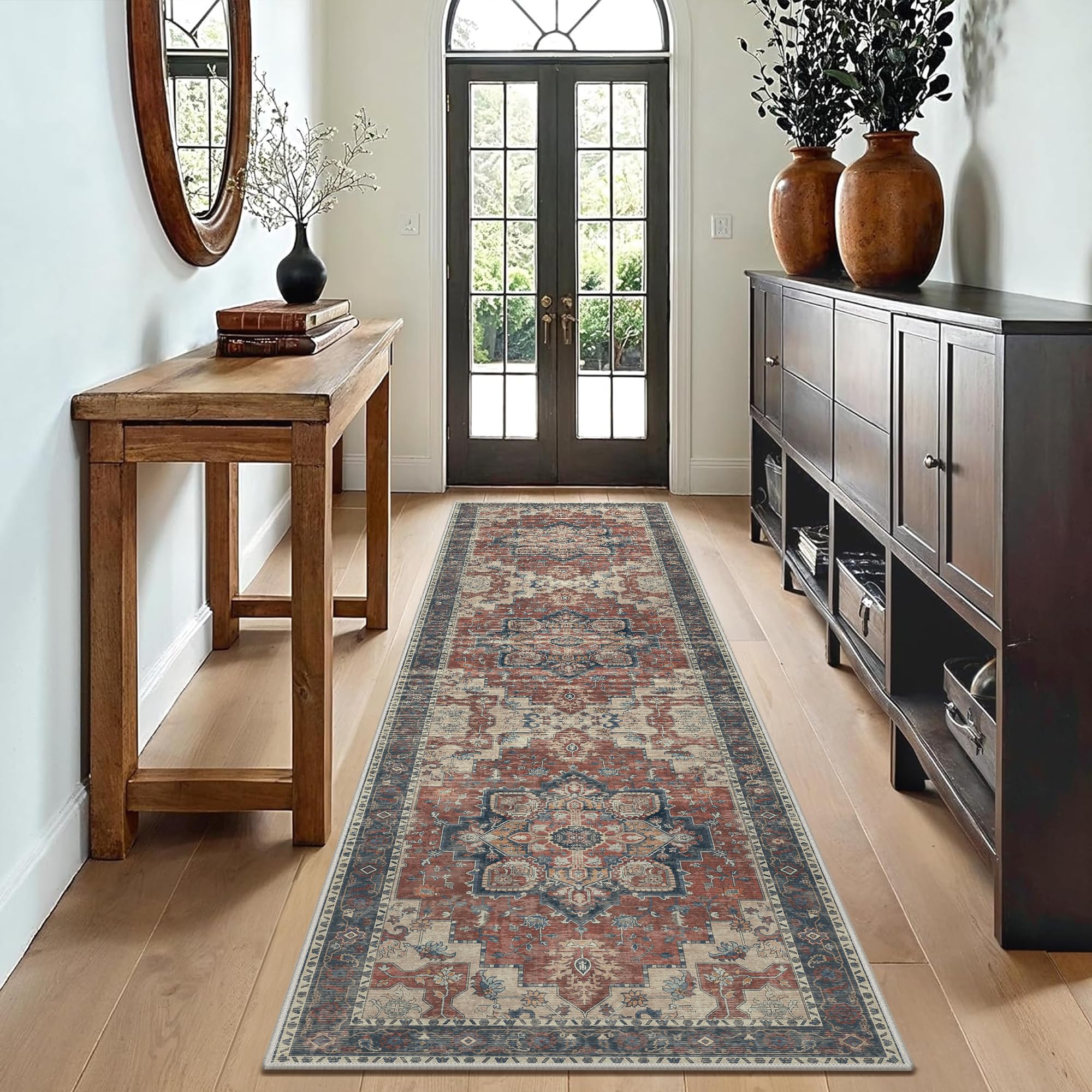 GENIMO Washable Runner Rugs for Hallway 80x200cm, Non-Slip Carpet, Vintage Bedside Rug, Boho Long Runner Rug, Length Stair Mats, Entrance, Kitchen, Corridor — image 1