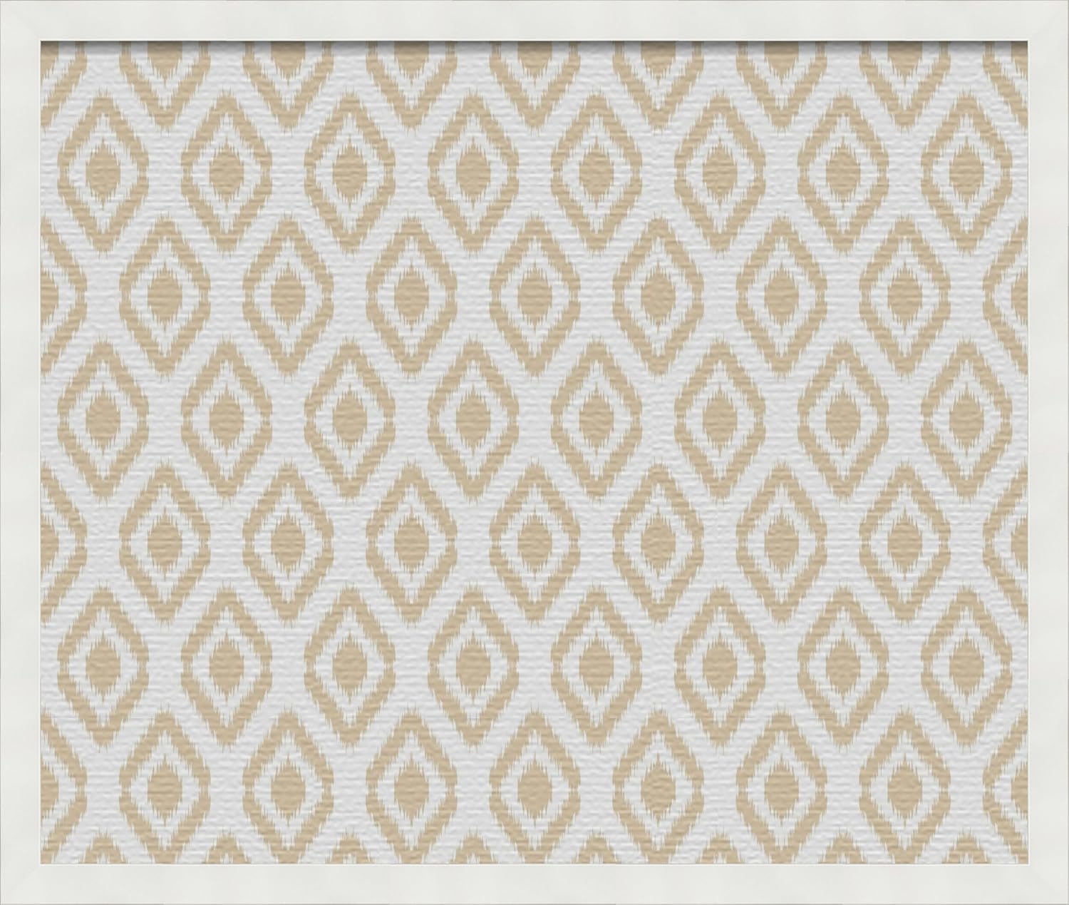 PinPix 24x20 inch Cork Bulletin Board. This Decorative Framed Pin Board Comes with Ikat Beige Design and Satin White Frame. Ideal for Home, Office Decor or School (PinPix-1631)