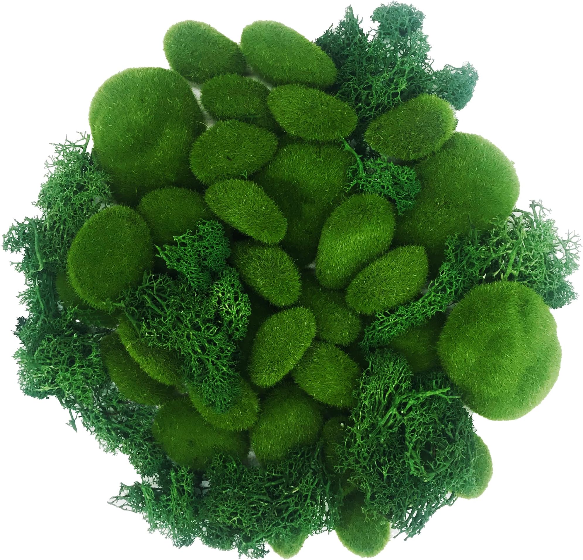 NA Woohome Artificial Moss Fake Moss Decorative, 30 PCS Green Moss Balls and 30 Gram Preserved Green Moss for Floral Arrangements, Fairy Gardens, Crafting
