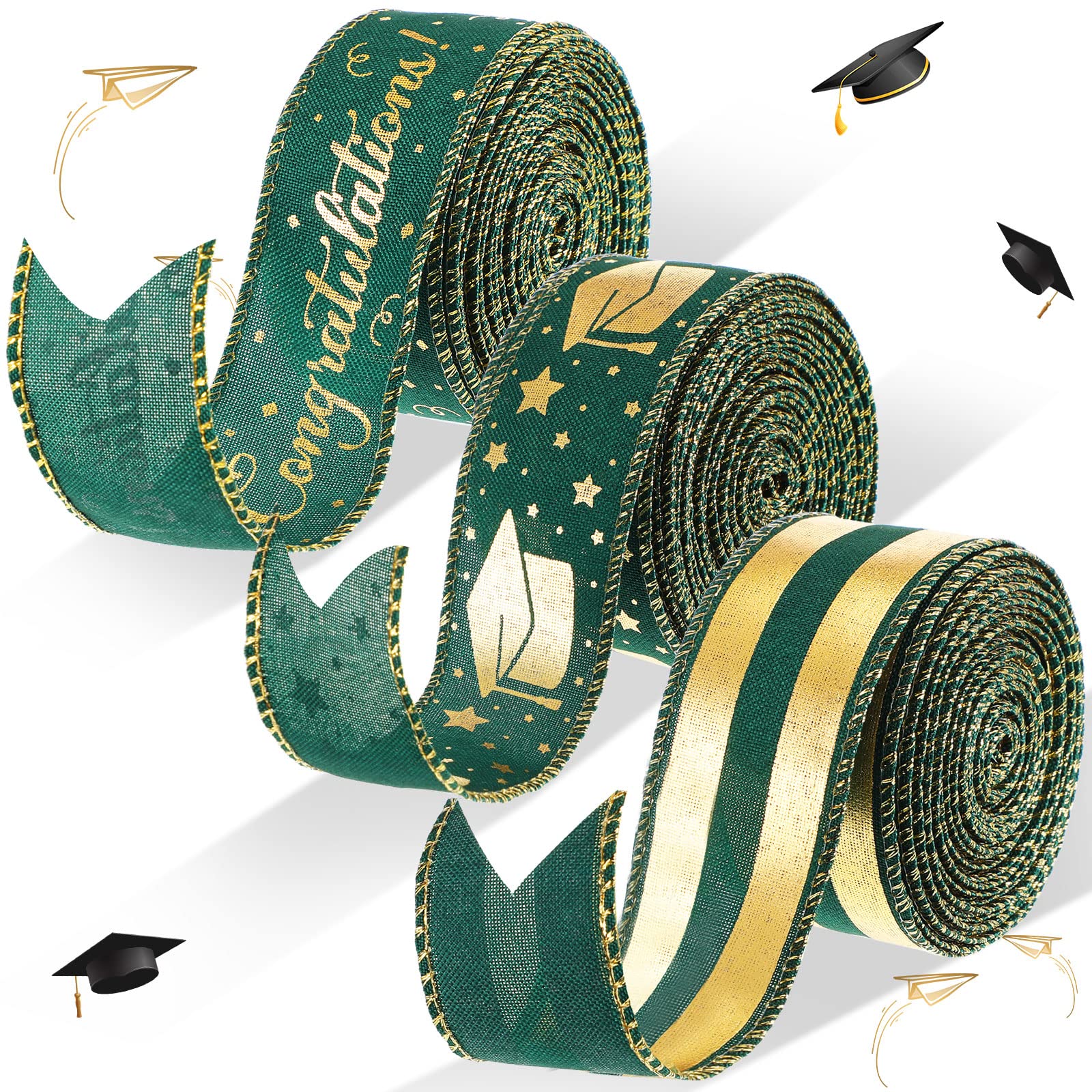 Ruban doré diplôme vert et or pour une décoration de table de fête réussie
