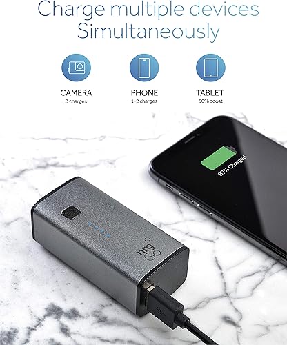 Miniatura 5 de nrgGo Powerbank - Cargador portátil de 5000 mAh, mini banco de energía USB C, batería PD de 18 W, 5000 mAh, cargador de teléfono de batería para