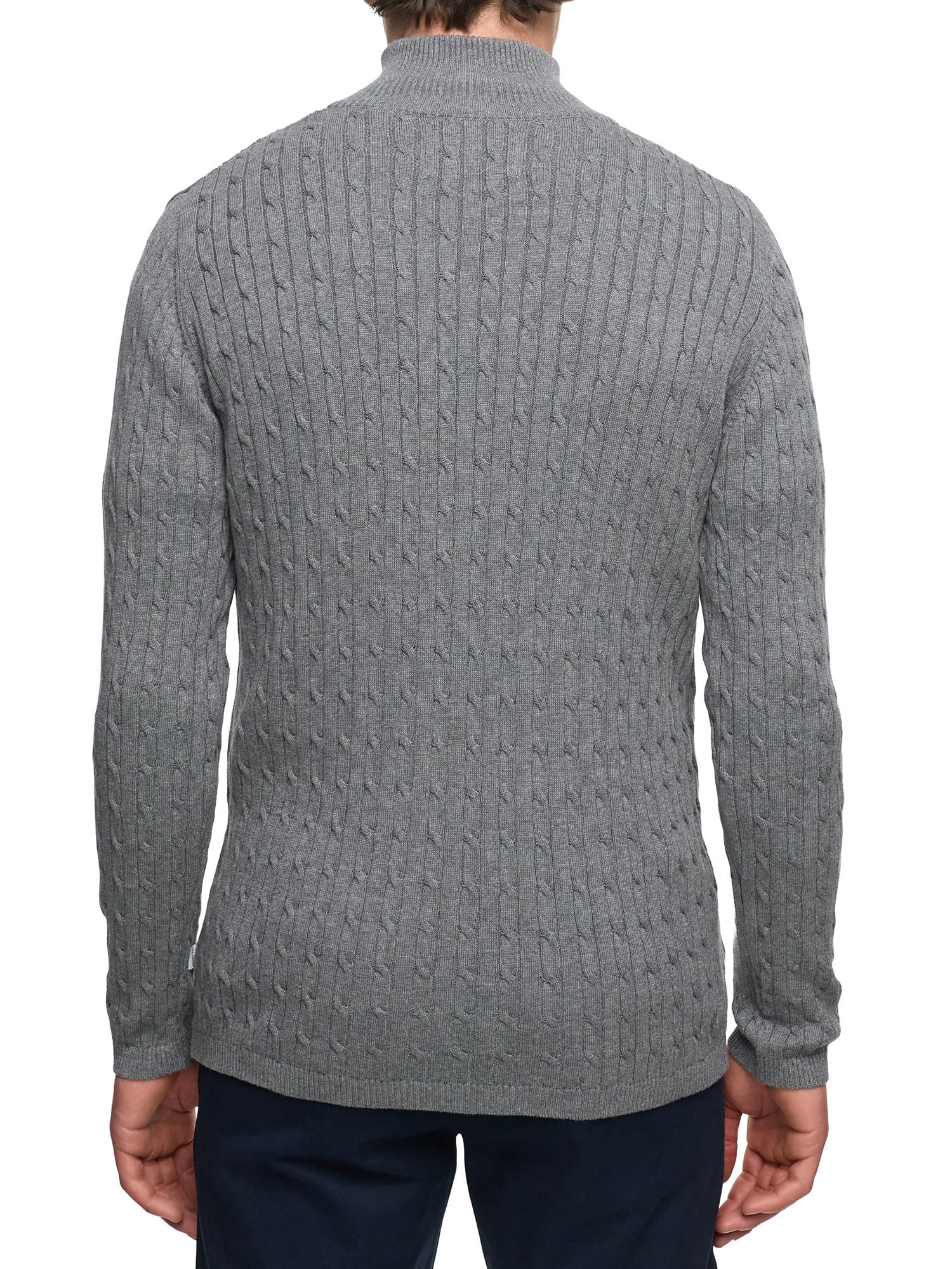 KRONSTADT KSCable - Jersey de media cremallera para hombre de mezcla de algodón con cuello alto | Jersey de punto para hombre