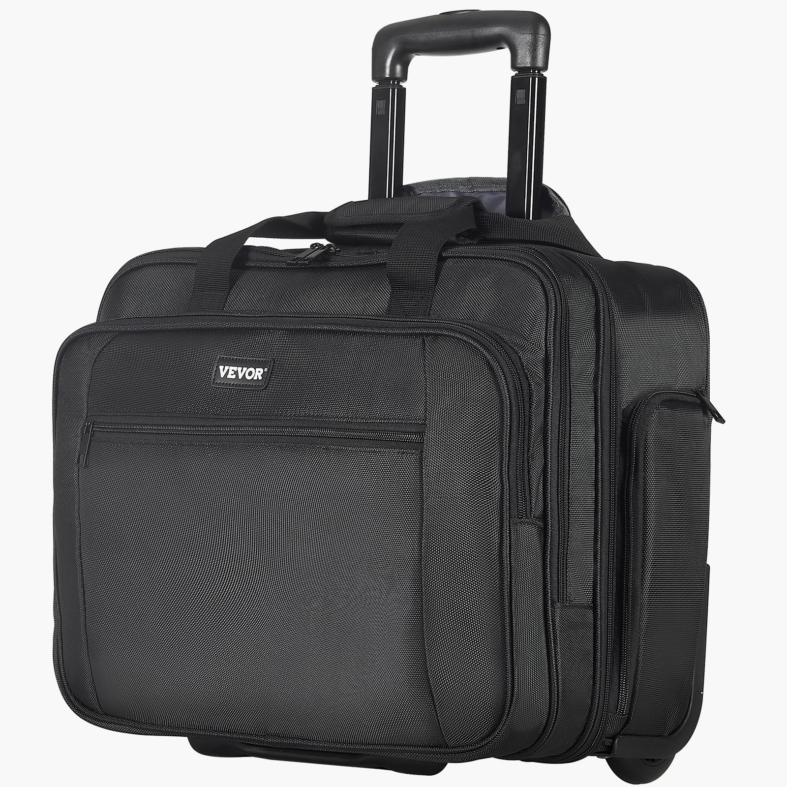 VEVOR Sac à roulettes pour Ordinateur Portable 17,3 Pouces, Mallette à roulettes pour PC, Poignée Télescopique à 4 Hauteurs, Tissu Oxford 1680D, pour Travail, Voyages d'affaires, Femmes, Hommes, Noir