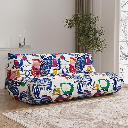 Miniatura 13 de Puf, silla de chimenea, sofá grande para adultos, puf para adolescentes, con espuma cómoda de alta densidad, con espuma viscoelástica, puf para sala