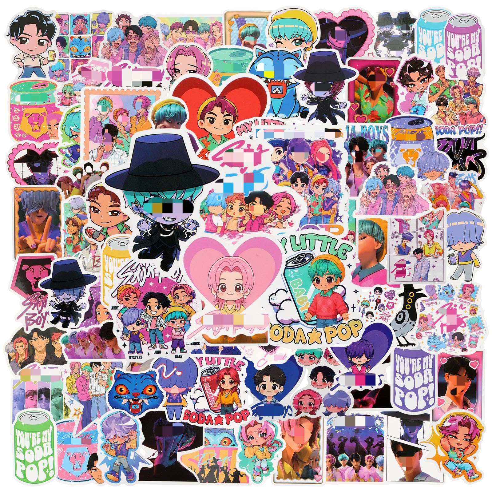 110PCS Demon Stickers, Cartoon Huntrs Stickers for Kids, Vinyl Waterproof Anime Decals Cool Trendy Decals for Water Bottles Laptop Guitar Skateboard Scrapbook — image 1