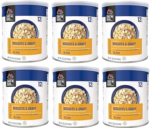 Mountain House Galletas y salsa de liberación limitada #10 lata Alimentos de supervivencia liofilizados y de emergencia Caza sin gluten,