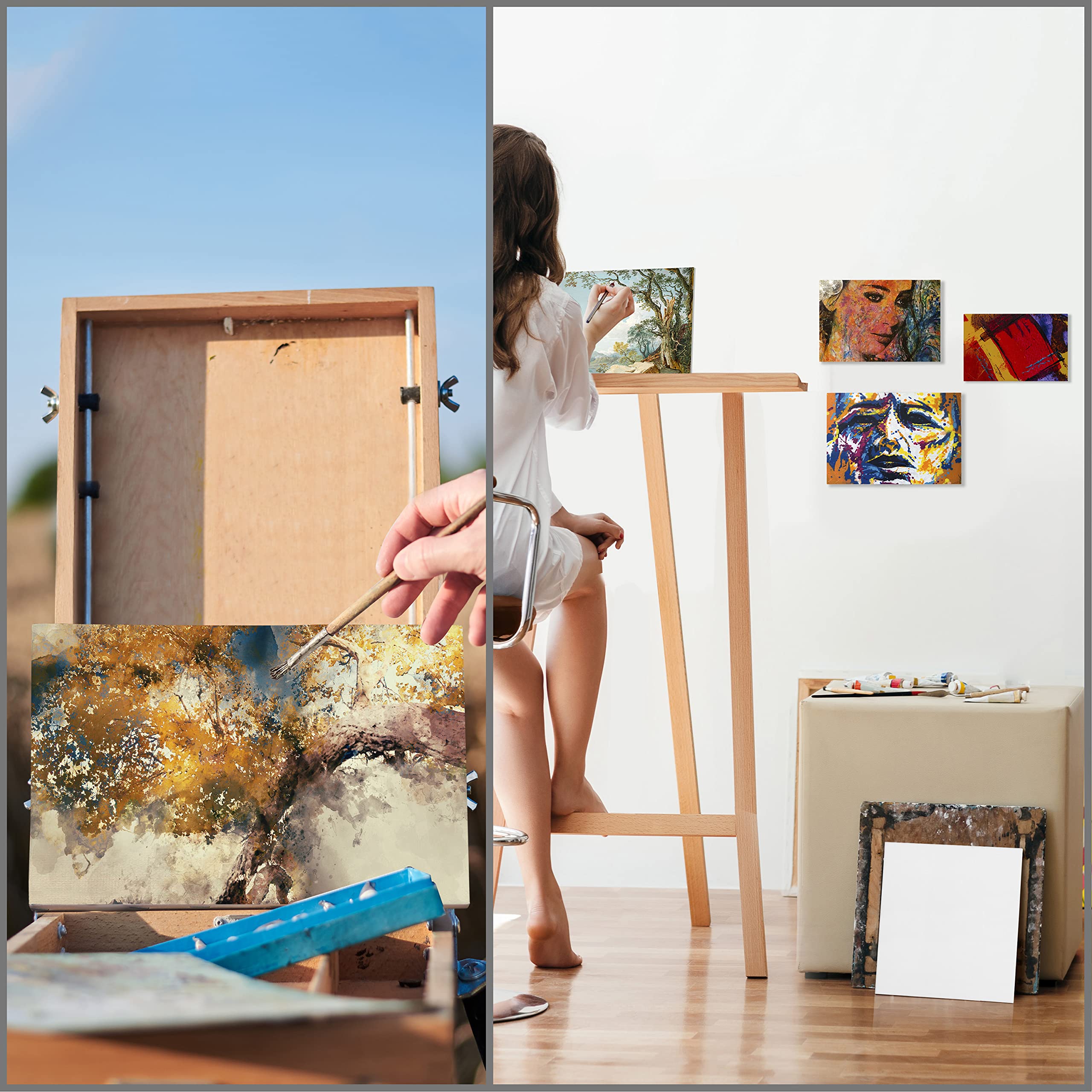Set Di 4 Tele Prestampate WEBEEDY Con Animali – 20x25 Cm – Pittura Per Adulti E Bambini Con Colori E Pennelli Inclusi - 2