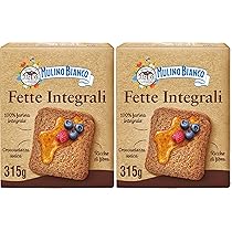 Mulino Bianco Fette Biscottate Integrali, Spesse, Croccanti e Friabili, Senza Olio di Palma, Colazione Ricca di Fibre e Gusto, 315 g (Confezione da 2)